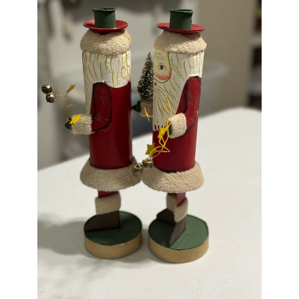 Silvestri Santa Clause St Nick Metal Whimsical Taper Candlesticks - Picture 4 of 7